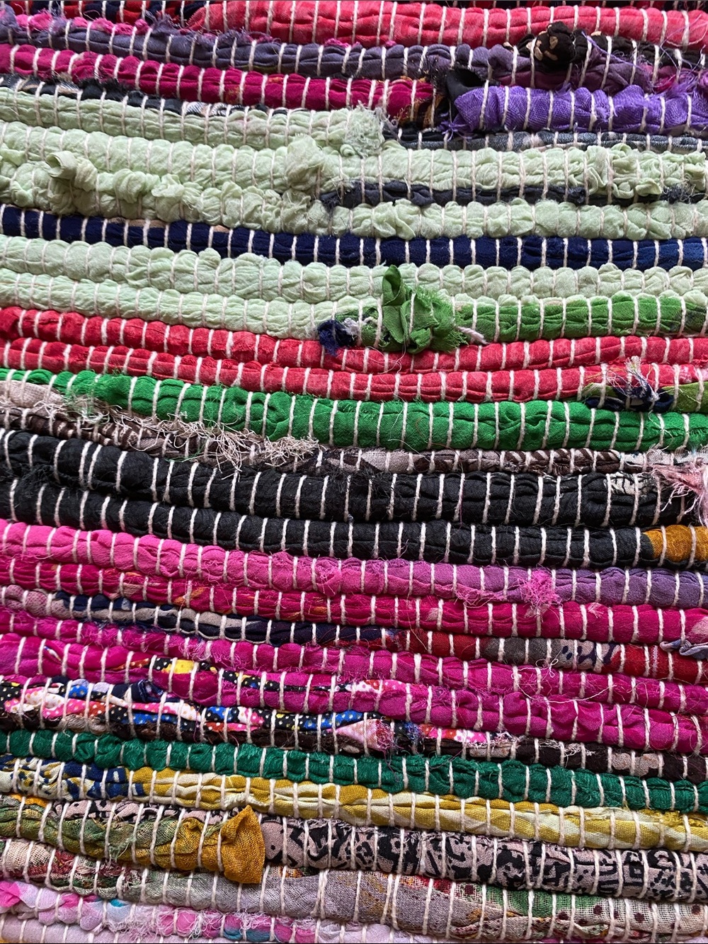 Handwoven Multicolor Rag Rug - Vibrant Stripes - Picture 2 of 5